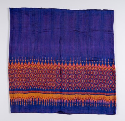 A KHMER TRIBAL PURPLE-GROUND SILK IKAT TEXTILE, 1900s