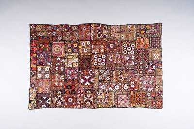 Lot 1089 - A FINE BURMESE TRIBAL PATCHWORK TAPESTRY