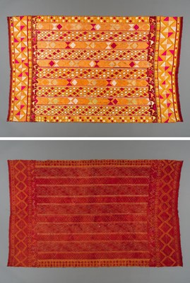 Lot 1227 - A PAIR OF PUNJABI TRIBAL PHULKARI WEDDING SHAWLS