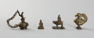 A GROUP OF FOUR BRONZE ITEMS, 19TH CENTURY AND LATER