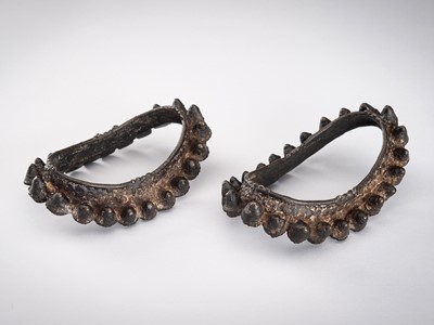 Lot 1280 - A PAIR OF BASTAR BRONZE ANKLETS