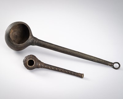 Lot 1281 - TWO BASTAR BRONZE LADLES