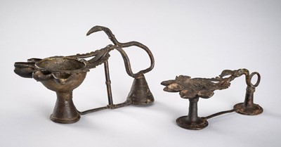 TWO BASTAR BRONZE OIL LAMPS