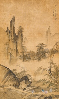 Lot 1151 - A LATE AUTUMN RIVER LANDSCAPE IN WUXING, 19TH CENTURY