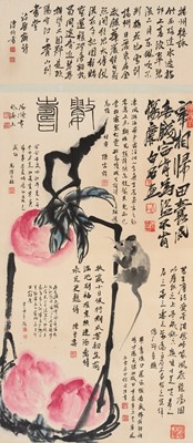 Lot 391 - ‘RAT AND PEACHES’, BY QI BAISHI (1863-1957) OR FOLLOWER