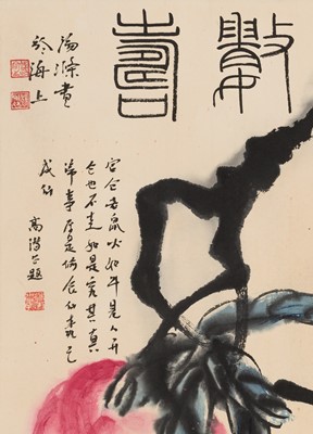 Lot 391 - ‘RAT AND PEACHES’, BY QI BAISHI (1863-1957) OR FOLLOWER