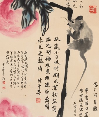 Lot 391 - ‘RAT AND PEACHES’, BY QI BAISHI (1863-1957) OR FOLLOWER