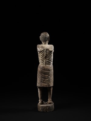 Lot 394 - A BURMESE PAINTED WOOD FIGURE OF AN OLD MAN, 19TH CENTURY