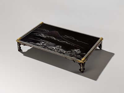 Lot 45 - A RARE RYUKYUAN MOTHER-OF-PEARL-INLAID LACQUER BUNDAI (WRITING TABLE)