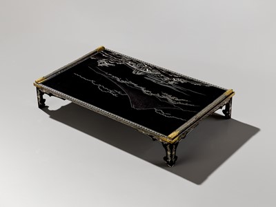 Lot 45 - A RARE RYUKYUAN MOTHER-OF-PEARL-INLAID LACQUER BUNDAI (WRITING TABLE)