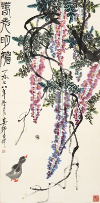 Lot 392 - ‘WISTERIA AND DUCK’, BY LOU SHIBAI (1918-2010)