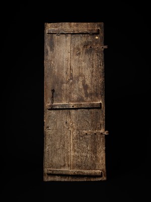 Lot 272 - A LARGE WOODEN TWELVE-PANEL DOOR, GOND TRIBE, EARLY TO MID-19TH CENTURY