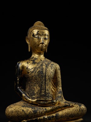 A GILT-LACQUER COPPER ALLOY FIGURE OF BUDDHA, RATTANAKOSIN KINGDOM
