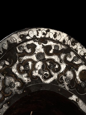 Lot 9 - A SILVER-INLAID IRON AND WOOD SADDLE, CENTRAL ASIA, 18TH-19TH CENTURY