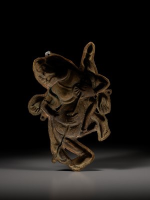 Lot 286 - A PAIR OF GILT-COPPER REPOUSSÉ PLAQUES DEPICTING BARDO DEITIES, TIBET, 18TH-19TH CENTURY