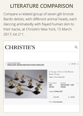 Lot 286 - A PAIR OF GILT-COPPER REPOUSSÉ PLAQUES DEPICTING BARDO DEITIES, TIBET, 18TH-19TH CENTURY