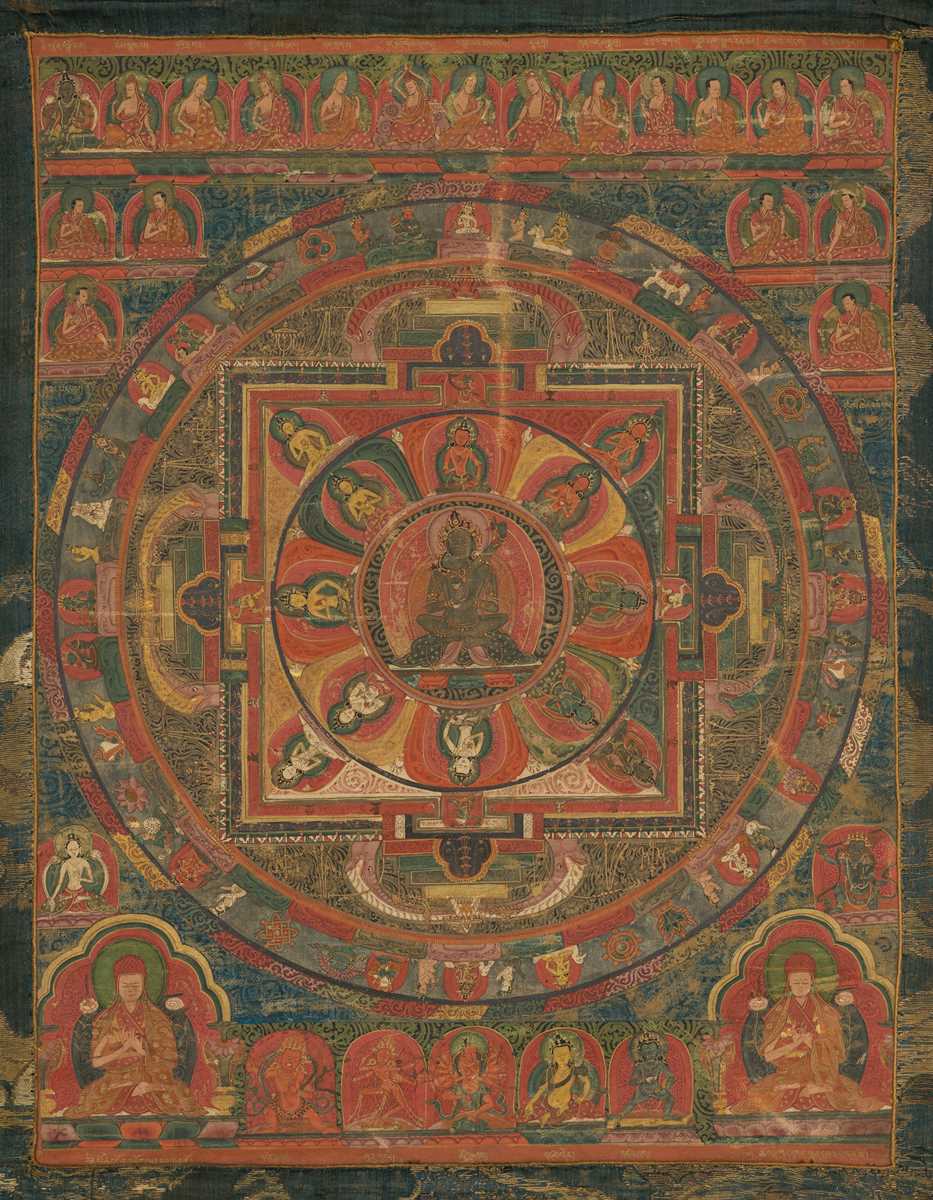 Lot 29 - A FINE THANGKA OF THE SEVENTEEN-DEITY TARA MANDALA, CENTRAL TIBET, C. 1535-1550