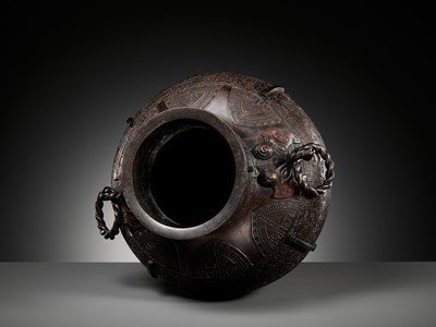 Lot 336 - A MASSIVE ARCHAISTIC BRONZE VASE, LEI, EARLY TO MID-QING DYNASTY