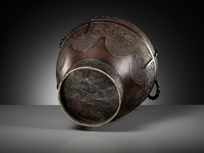 Lot 336 - A MASSIVE ARCHAISTIC BRONZE VASE, LEI, EARLY TO MID-QING DYNASTY