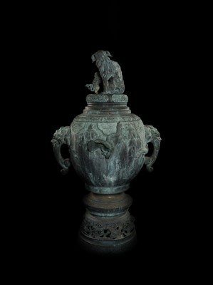 Lot 1 - A VERY LARGE AND MASSIVE BRONZE TEMPLE WATER FOUNTAIN WITH DRAGON SPOUT