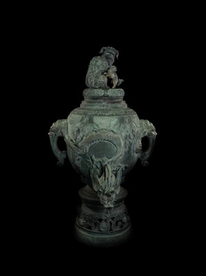 Lot 1 - A VERY LARGE AND MASSIVE BRONZE TEMPLE WATER FOUNTAIN WITH DRAGON SPOUT