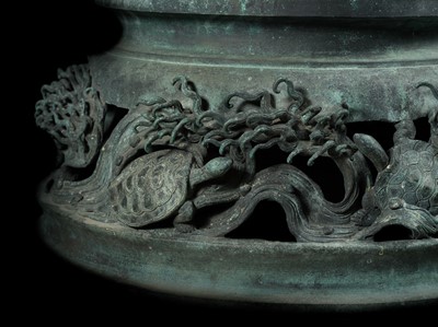 Lot 1 - A VERY LARGE AND MASSIVE BRONZE TEMPLE WATER FOUNTAIN WITH DRAGON SPOUT