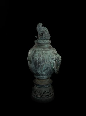 Lot 1 - A VERY LARGE AND MASSIVE BRONZE TEMPLE WATER FOUNTAIN WITH DRAGON SPOUT