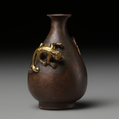 Lot 346 - A PARCEL-GILT BRONZE ‘CHILONG’ VASE, YUHUCHUNPING, QING DYNASTY