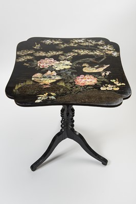 Lot 731 - A CHINESE STYLE LACQUERED AND INLAID GAME TABLE, 19TH CENTURY