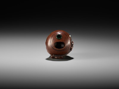 Lot 277 - SHUMIN: A FINE INLAID WOOD NETSUKE OF A