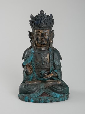 Lot 1034 - A GILT-LACQUERED BRONZE FIGURE OF GUANYIN