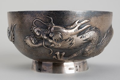 Lot 993 - A SILVER ‘DRAGON’ BOWL, MARK OF WANG HING, LATE 19TH TO EARLY 20TH CENTURY