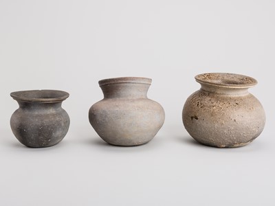 Lot 948 - A GROUP OF THREE KOREAN POTTERY JARS, THREE KINGDOMS PERIOD