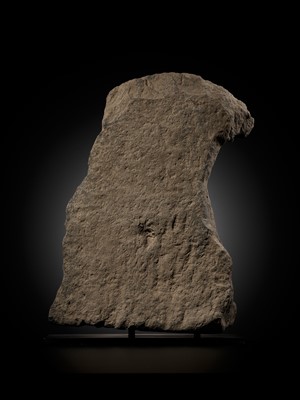 Lot 337 - A GRAY SCHIST STELE OF THE BODHISATTVA MAITREYA WITH A DEVOTEE, ANCIENT REGION OF GANDHARA, 3RD-4TH CENTURY
