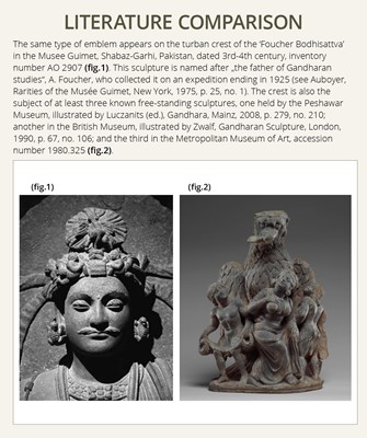 Lot 231 - A RARE GRAY SCHIST HEAD OF A BODHISATTVA WITH ‘GARUDA’ TURBAN CREST, ANCIENT REGION OF GANDHARA, 3RD-4TH CENTURY