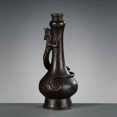 Lot 332 - A BRONZE ‘CHILONG’ VASE, LATE MING TO EARLY QING DYNASTY