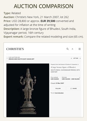 Lot 259 - A LARGE AND MASSIVELY CAST BRONZE FIGURE OF SHIVA CHANDRASHEKHARA, VIJAYANAGAR PERIOD