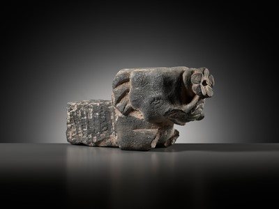 Lot 103 - A GRAY SCHIST STUPA PEG IN THE FORM OF AN ELEPHANT, ANCIENT REGION OF GANDHARA