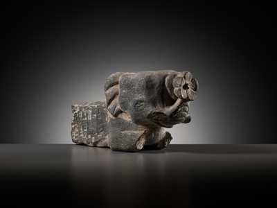 Lot 103 - A GRAY SCHIST STUPA PEG IN THE FORM OF AN ELEPHANT, ANCIENT REGION OF GANDHARA