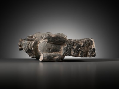 Lot 103 - A GRAY SCHIST STUPA PEG IN THE FORM OF AN ELEPHANT, ANCIENT REGION OF GANDHARA