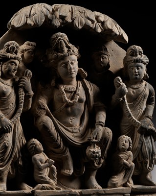 Lot 223 - A SCHIST FRIEZE DEPICTING A PENSIVE PADMAPANI, ANCIENT REGION OF GANDHARA