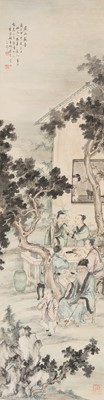 Lot 1623 - HU YINGXIANG (1865-1951): ‘SCHOLARS IN A GARDEN’, DATED 1944