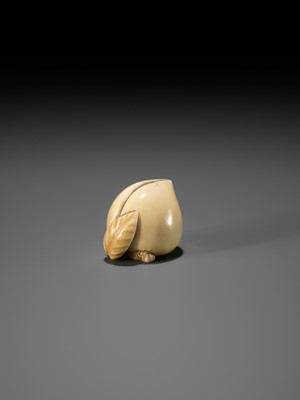 Lot 39 - RANICHI: AN IVORY NETSUKE OF A PEACH