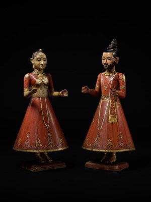 Lot 270 - A PAIR OF LARGE GANGAUR FESTIVAL SCULPTURES DEPICTING SHIVA AND PARVATI