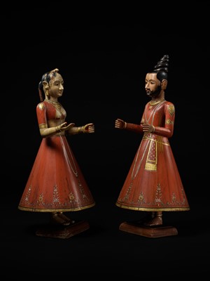 Lot 270 - A PAIR OF LARGE GANGAUR FESTIVAL SCULPTURES DEPICTING SHIVA AND PARVATI