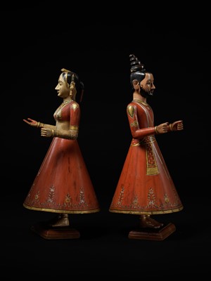 Lot 270 - A PAIR OF LARGE GANGAUR FESTIVAL SCULPTURES DEPICTING SHIVA AND PARVATI