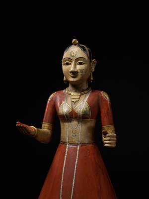 Lot 270 - A PAIR OF LARGE GANGAUR FESTIVAL SCULPTURES DEPICTING SHIVA AND PARVATI