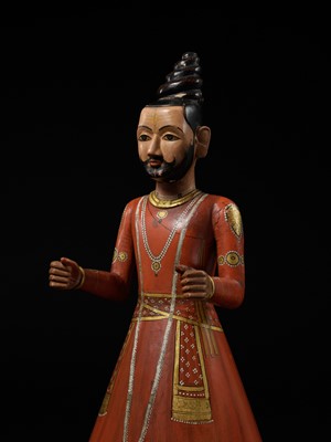 Lot 270 - A PAIR OF LARGE GANGAUR FESTIVAL SCULPTURES DEPICTING SHIVA AND PARVATI