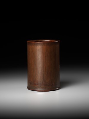 Lot 373 - A BAMBOO BRUSHPOT DEPICTING LIU HAI AND HIS TOAD, BITONG, BY WU ZHIFAN, JIADING SCHOOL, EARLY QING DYNASTY