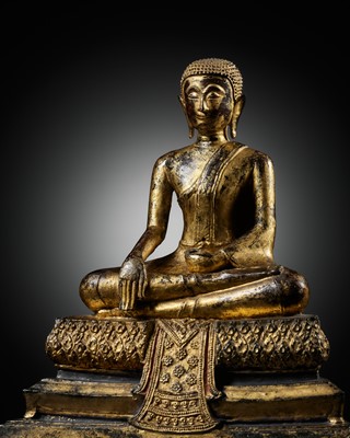 Lot 177 - A GILT-LACQUERED BRONZE FIGURE OF MAITREYA, RATTANAKOSIN KINGDOM